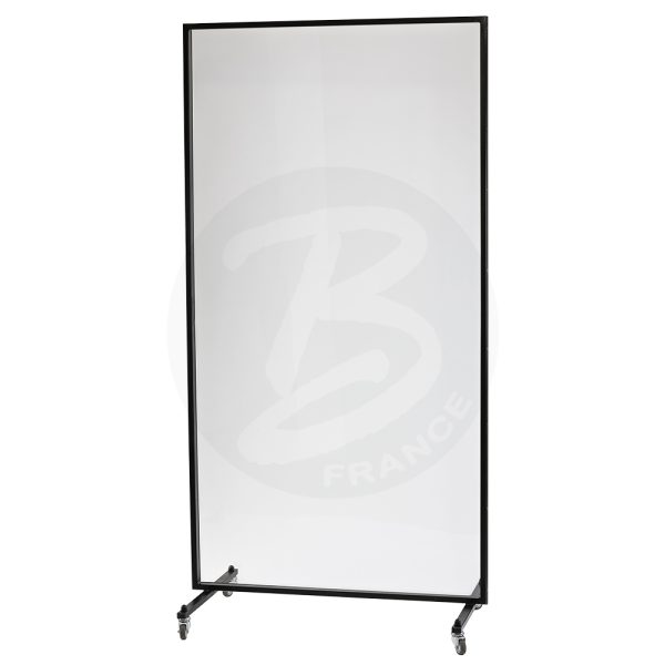 Cloison de protection  transparente mobile sur roulettes  2m x 1 m